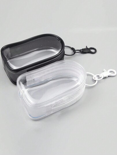 حقيبة تخزين مفاتيح شفافة قابلة للحمل بسحاب، مرتبطة بأدوات التنظيم الشاحن والسلك، تخزين ألعاب وعملات وأحمر الشفاه، ملحقات السفر