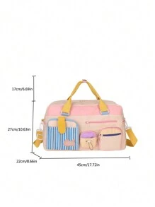 حقيبة سفر نايلون ذات تصميم ألوان متباينة، سعة عالية مع جيوب متعددة وسحاب، قسم منفصل للأشياء الجافة والرطبة، حزام كتف قابل للتعديل، يمكن استخدامها كحقيبة كتف أو حقيبة متقاطعة، مناسبة للرياضات الخارجية، السفر لمسافات قصيرة/طويلة، السباحة، اللياقة البدنية، التنزه، الاستخدام اليومي، الغسيل، حقيبة المستشفى للمدرسة والملحقات المدرسية