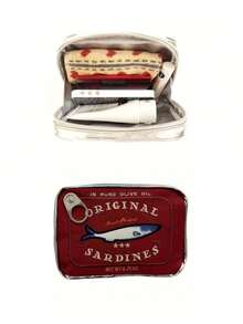 1個時尚鮭魚圖案大容量化妝包——帶拉鍊的便攜式化妝組織者，旅行和家居使用理想的化妝用品和小配件旅行組織者包，送女士女孩的收納化妝組織者化妝盒 - 彩色 - 查看 3