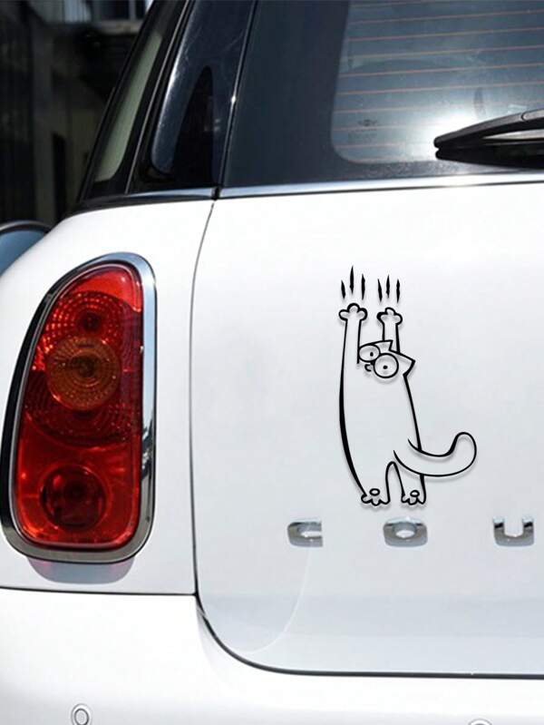 1pc Black Cute Cat Pattern Car Sticker