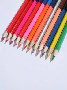 12 piezas/paquete Lápices bicolor, 24 colores Lápices de dibujo, regalo navideño de papelería para estudiantes