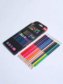 12 piezas/paquete Lápices bicolor, 24 colores Lápices de dibujo, regalo navideño de papelería para estudiantes