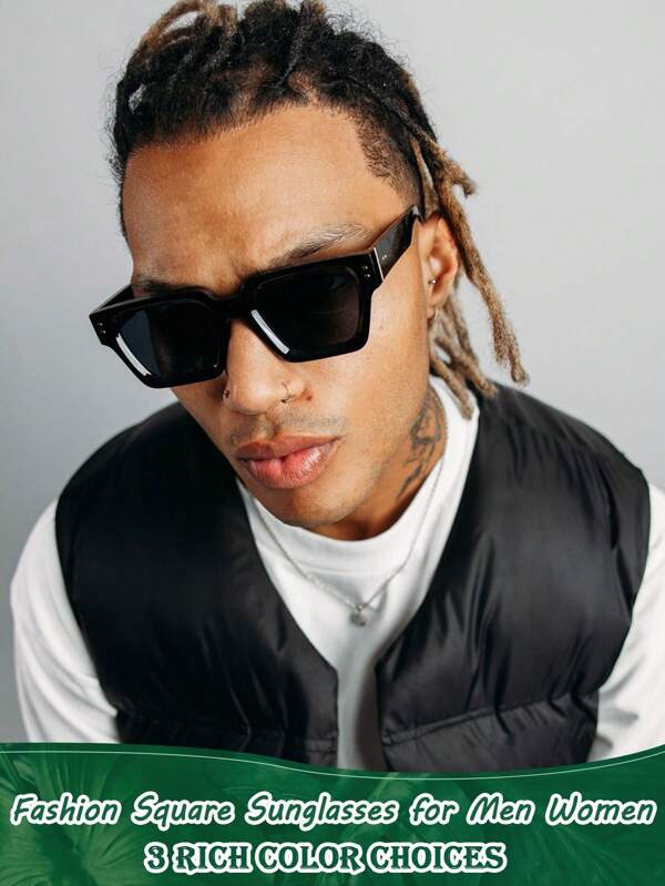 Lunettes carrées mode pour hommes et femmes, lunettes à monture épaisse carrée, style designer simple, verres noirs