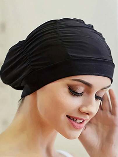 1 pieza Gorro de natación unisex con elasticidad y caída libre, adecuado para chicas con cabello largo, talla única, diadema de nylon para deportes acuáticos en la piscina