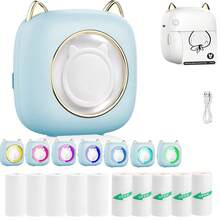 Mini Printer - Mini Thermal Printer - Mini Sticker Printer Machine - Inkless Portable Study Printer For Pocket Printer For Study,DIY,School Notes,Photo, Memo - Blue - View 12