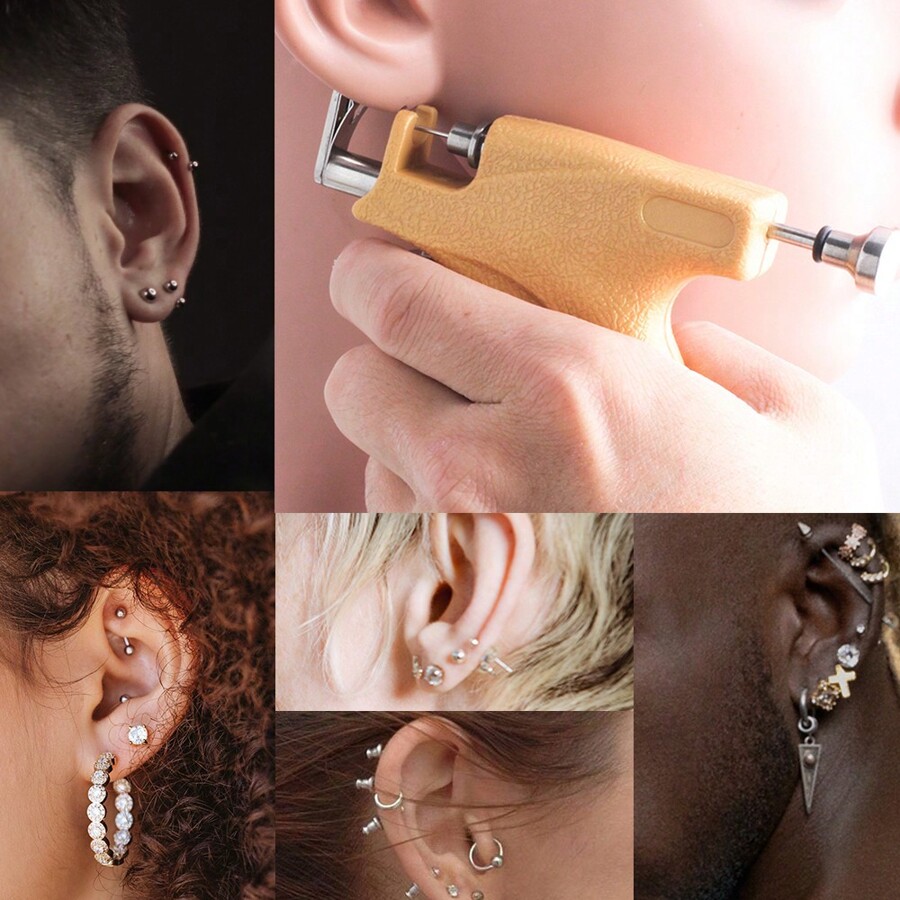 Ear Piercing Gun Kit,Professional Ear Nose Self Piercing Tool,Earring