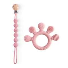 Infant Silicone Teether + Pacifier Clip, Baby Teething Toy For Soothing Gums And Promoting Oral Development