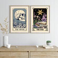 Set Of 3 The Sun The Moon The Star Tarot Card Print, Earthy Boho Set, Celestial Wall Prints, Astrology Posters, Mystical Tarot Card Art,Canvas Posters, Vintage Wall Decor, Funny Wall Art , Living Room Bedroom Office Kitchen Bathroom Decor Home Decor Christmas Decorations Christmas