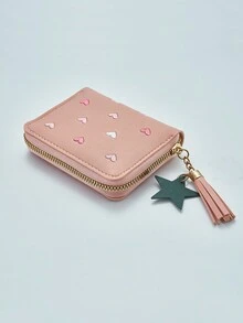 1PC Ví có dây kéo tua rua kiểu mới Túi xách nữ bằng da PU, Ví đựng tiền xu, Ví đựng tiền xu cho nữ phong cách dễ thương, Ví đa chức năng, Thích hợp cho các bạn nữ, bé gái, sinh viên, sinh viên đại học, công nhân cổ trắng, có thể dùng làm quà tặng cho các thành viên trong gia đình, Quà tặng hẹn hò, Du lịch và giải trí, Mua sắm ở siêu thị, Chụp ảnh hàng ngày - Màu Hồng baby - Xem 4