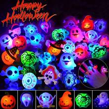 10pcs Halloween Treats  Halloween LED Ring Light Up Rings Halloween Toys Glow In The Dark Halloween Party Favors For Kid LED Flash Rings Gift - Multicolor - View 2