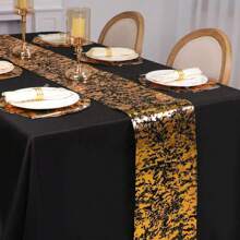 1入組閃亮鋁箔薄網桌布捲，派對、婚禮、聖誕節、感恩節、情人節的中央裝飾桌布 - 彩色 - 查看 19