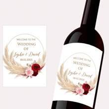 30张/定制芦苇草图案葡萄酒瓶贴膜贴纸，可定制标签，可添加任何文字，适用于各种场合，个性化设计，例如洗礼、生日、婴儿派对等。时尚、多彩、可爱、萌趣、简约、卡哇伊、时尚，适合圣诞节、冬季、秋季等节日，是冬季时尚、圣诞礼物、圣诞装饰、个性化圣诞饰品的理想之选。森林色调，女士发饰。 - 橘色 - 查看 10