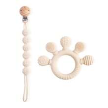 Infant Silicone Teether + Pacifier Clip, Baby Teething Toy For Soothing Gums And Promoting Oral Development