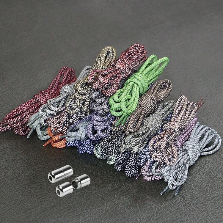 1 par de 120 cm (47,24 pulgadas) de cordones elásticos reflectantes, disponible en múltiples colores, con agujetas metálicas, adecuado para niños y adultos, se ajusta a zapatos de baloncesto, zapatos de lona, zapatillas, zapatos slip-on, zapatos planos para hombres y mujeres - Multicolor - Añade 3