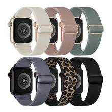 6条/套编织单环表带，兼容 Ultra 38mm 40mm 41mm 42mm 46mm 44mm 45mm 49mm，男女通用；18mm 20mm 22mm通用尼龙弹力表带，兼容三星Galaxy Watch/Garmin Watch/Amazfit Watch/Redmi Watch；柔软可调节尼龙透气运动表带，兼容Fitbit Versa2 Versa3 Versa4