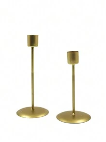 Bộ 2 chân nến màu vàng và đen trang trí bàn chân nến hiện đại cho nến thon, Halloween, ma quái, mùa thu, mùa đông, ngày lễ, lễ hội - Vàng - Xem 6