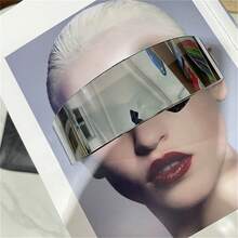 1pc Sci-Fi Cyberpunk Futuristic Warrior One-Piece Fashion Glasses, Mirrors Fashion Hipster Jumpy One-Piece Atmosphere Glasses, Cool Sci-Fi Fashion Glasses, Sports Cycling Glasses, Party Glasses - Multicolor - View 13
