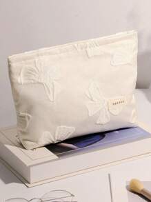 1个白色蝴蝶结小号清新散装化妆包，时尚休闲大容量便携拉链化妆包，旅行度假必备化妆包，可收纳卫生巾、卫生棉、有线耳机、耳塞、头戴式耳机、充电器、口红、化妆品、香水、护肤品和美容产品，家居装饰，钥匙，节日礼品袋，化妆包，女士礼物，圣诞礼物，女士送礼佳品 - 白色 - 查看 2