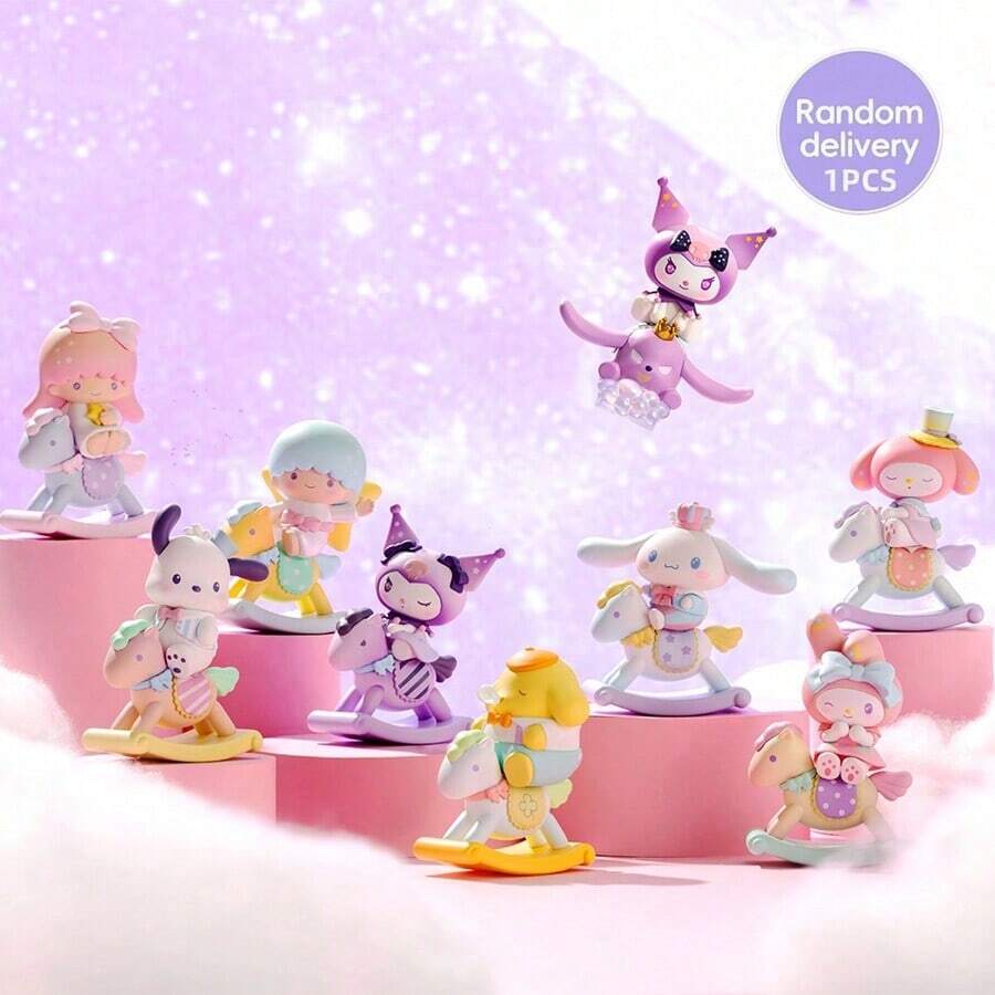 Miniso Personaggi fatti a mano della Dreamland Carousel di Sanrio, combinazioni di personaggi adorabili e caroselli, in materiale ABS, adatti come ornamenti da scrivania e regali per compleanni (1 pezzo, consegna casuale)