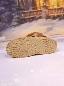 女士加厚平底雪地靴，带保暖内衬，外部蝴蝶结，防滑，时尚经典，简约通勤，舒适一体式设计，有高筒和短筒款式可供选择 - 棕色 - 查看 8