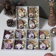 12 món đồ trang trí Giáng sinh, bộ 12 mặt dây chuyền bằng gỗ để trang trí cây thông Noel, quà tặng sinh nhật, trang trí cảnh cửa sổ, đồ trang trí treo, mặt dây chuyền sân, quà tặng năm mới - Nhiều màu - Xem 2