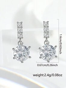 Nooxian 1 cặp khuyên tai đính đá Rhinestone thời trang và đơn giản, hoa tai Cubic Zirconia lấp lánh và cao cấp dành cho phụ nữ - Bạc - Xem 4