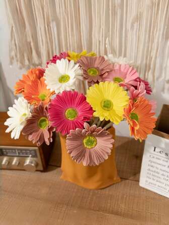 1pc/3pcs/5pcs Artificial Daisy/Gerbera Daisy Flowers For Party, Home, Kitchen, Garden, Wedding Decoration,Fall Decor,Autumn