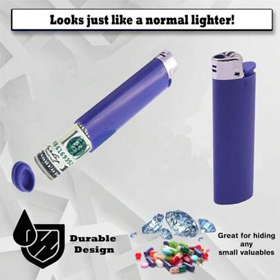 1pc Novelty Storage Box Resembling Lighter (Without Flint) For Private Storage, Concealed Compartment Safe For Outdoors, Parties, Valuables Such As Medicines, Jewelry, Cash, Pretending To Be Lighter
