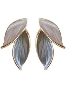 2pcs Personalized Simple & Delicate Leaf Stud Earrings For Women