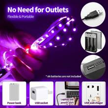 Uv 黑光 Led 燈條 385-400nm Usb Uv Led 燈條黑光燈適用於臥室掛毯海報螢光派對裝飾 - 紫色 - 查看 3