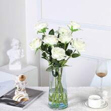 10/12 piezas Ramos de rosas de seda artificial con tallos largos para decoración del hogar, boda, fiesta, Día de San Valentín, regalo