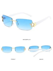 Y2K 时尚复古无框矩形太阳镜，粉色运动眼镜，适合夏季海滩度假、户外旅行的时尚女士眼镜