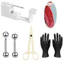 5PCS Professional Body Piercing Kit For Belly Button/Lip/Tongue/Eyebrow/Navel,Body Piercing Needle Tool Kits For Women Men - White - View 14