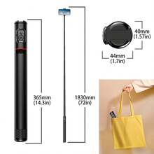 1.83m Integrated Hidden Design Multi-Functional Stable Tripod Selfie Stick - Black - View 3