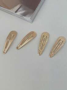 8件套ins风金属BB夹金色凸点图案发夹简约侧夹刘海夹骷髅头饰，金色头饰情人节爪夹发爪发夹，发饰