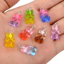 30pcs Mini Cute Little Bear Pendant Gradient 3D Soft Candy Bear Pendant DIY Resin Bear Charms For Necklace Pendant Earrings Bracelet Keychain - Gradient Bear Pendant - View 7