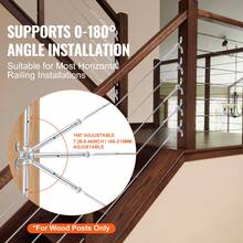 T316 Stainless Steel Adjustable Angle 1/8" Cable Railing Kit/Hardware For Wood Post,Marine Grade For 1/8"Wire Rope,0-180-Degree Angle & Easy Installation, Silver (30 Pack)