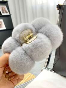 1pc Plush Soft Hair Claw Clip,Women's Hair Claws, Suitable For Daily Use Cute,Pink Accessories Valentine's Day - Hot Pink - View 4