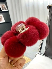 1pc Plush Soft Hair Claw Clip,Women's Hair Claws, Suitable For Daily Use Cute,Pink Accessories Valentine's Day - Hot Pink - View 10