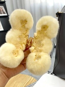 1pc Plush Soft Hair Claw Clip,Women's Hair Claws, Suitable For Daily Use Cute,Pink Accessories Valentine's Day - Hot Pink - View 5