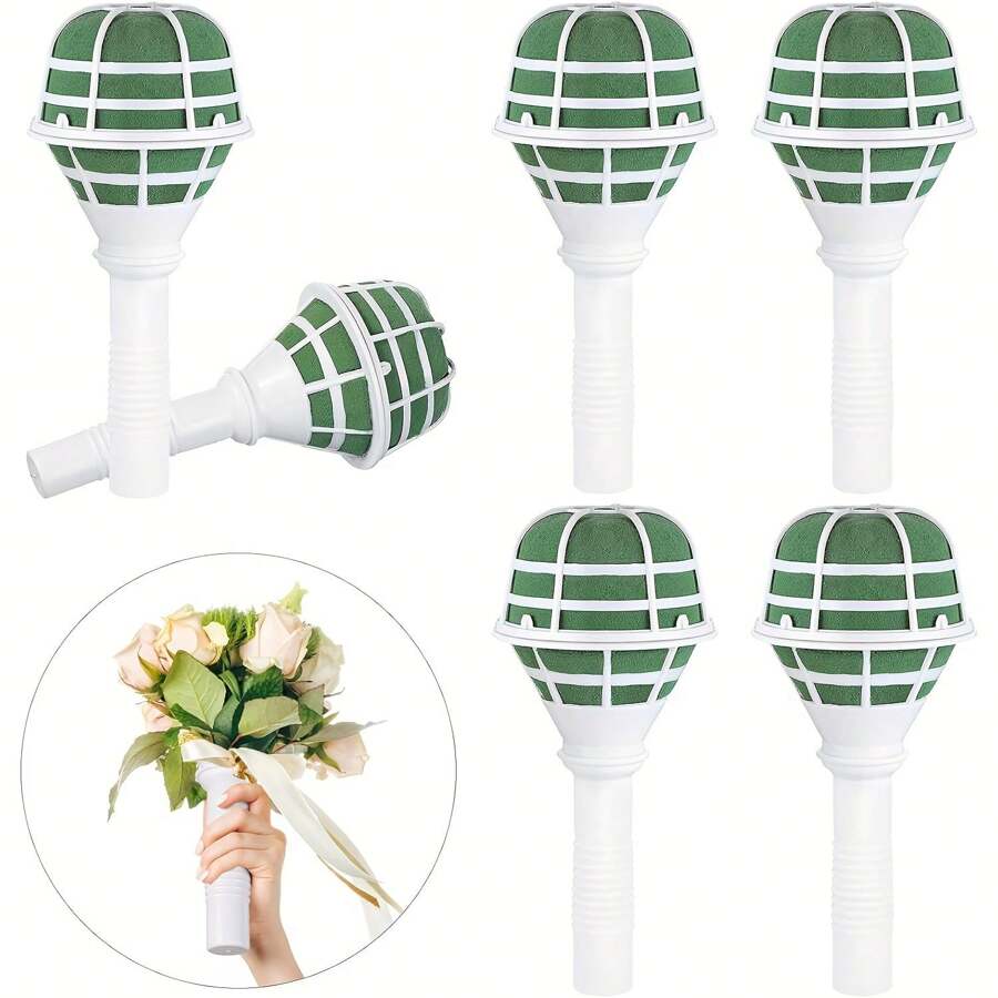 Supports Bouquet Fleurs ZAAWUUT - Lot De 2, Poignée Mousse, Pour Mariage, Arrangements Floraux