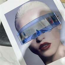 1pc Sci-Fi Cyberpunk Futuristic Warrior One-Piece Fashion Glasses, Mirrors Fashion Hipster Jumpy One-Piece Atmosphere Glasses, Cool Sci-Fi Fashion Glasses, Sports Cycling Glasses, Party Glasses - Multicolor - View 4