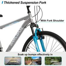 Hiland Bamcbase 26/27.5/29 Inch Adult Mountain Bike, Hardtail MTB Bike For Men And Women With Shimano 21-Speed Rear Derailleur, V-Brakes, Suspension Front Fork & High-Carbon Steel Frame, Grey/Black/Blue - Light Grey - View 5