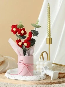 5 bó hoa đỏ móc thủ công hoàn thành Bộ bó hoa đan thủ công Bộ bó hoa móc Hoa hướng dương giả đan Hoa hồng Hoa cúc cho Ngày của Mẹ Sinh nhật Đám cưới Giáng sinh Quà tặng Lễ Tạ ơn và Trang trí nhà cửa, Trang trí mùa thu, Mùa thu - Đỏ - Xem 13