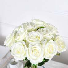 10/12 piezas Ramos de rosas de seda artificial con tallos largos para decoración del hogar, boda, fiesta, Día de San Valentín, regalo