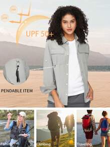 TECTOP Camicie da donna a maniche lunghe, adatte per attività all'aperto come escursioni e giardinaggio, fresche per primavera ed estate