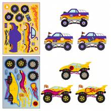 12 张卡车拼图贴纸，制作自己的汽车贴纸，有趣的制作脸部赛车贴纸，用于派对礼品，规划师子弹艺术工艺品用品 - 彩色 - 查看 5