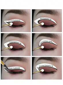 12pcs Fox Tail Shaped Eyeliner Stencil Winged And Smoky Eye Shadow Applicator, Suitable For Liquid Eyeliner, Waterproof Eyeliner Pencil, Eye Liner Gel, Eye Liner Pencil, Eye Liner Brush; Ideal For Beginners And Professional Makeup Artists,Makeup,Cheap,Room Decor,Vanity,Travel,Bedroom,Makeup Accessories,Cheap,Stocking Stuffers,Makeup,Makeup Tools,Cheap Stuff,Gifts,Gifts For Women,Christmas Gifts - White - View 4