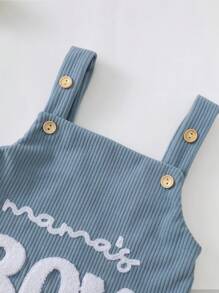 男婴无袖连体衣，可爱休闲，适合0-2岁宝宝 - 藍色 - 查看 6