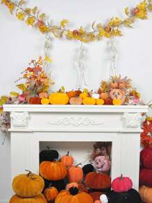 1Set Autumn Artificial Velvet Pumpkin Various Sizes Artificial Flocking Foam Pumpkin Autumn Home Farmhouse Halloween Harvest Festival Thanksgiving Seasonal Holiday Decoration Best Gifts Birthday Home Decor Halloween Decor Room Decor - Yellow Flocked Pumpkin - View 8